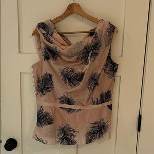 Byron Lars Pink and Black Feather Blouse